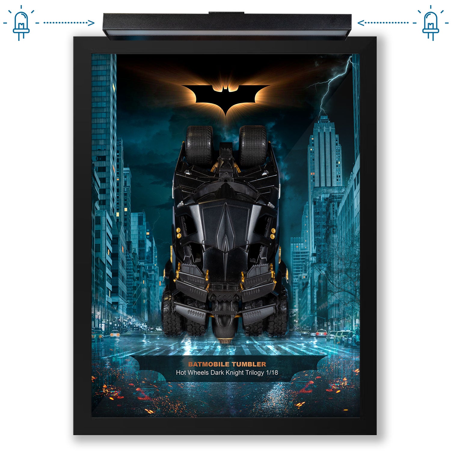 Batmobile Tumber - The Dark Night - Lumières LED - 32 x 42 cm