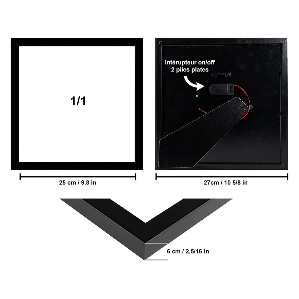 Retour vers le Futur - DeLorean DMC-12 - LED - 27,5 x 27,5 cm