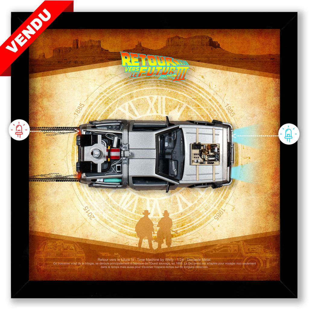 Retour vers le Futur 3 - DeLorean DMC-12 - LED - 32,5 x 32,5 cm