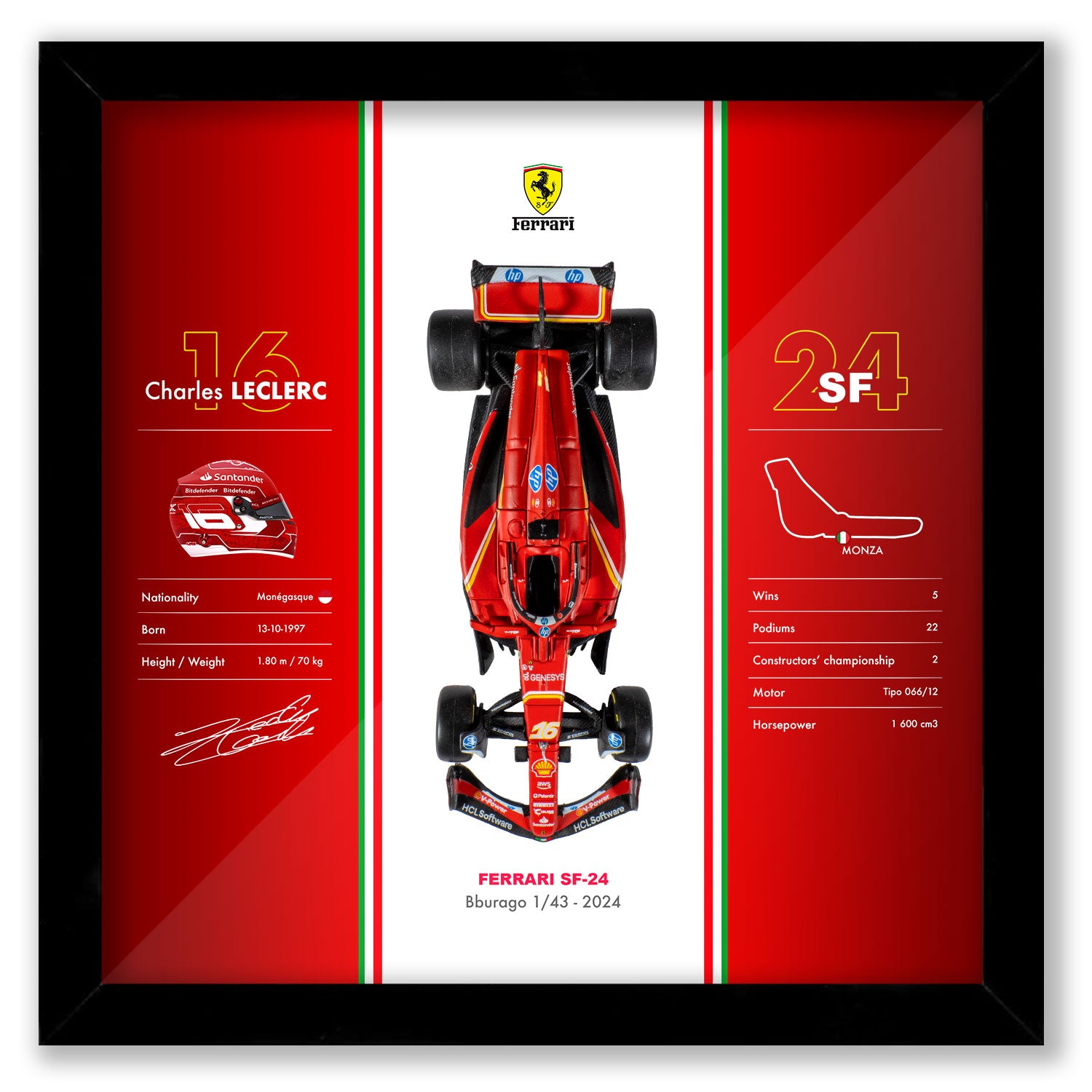 Ferrari - Formule 1 SF-24 - Charles Leclerc - 20 x 20 cm