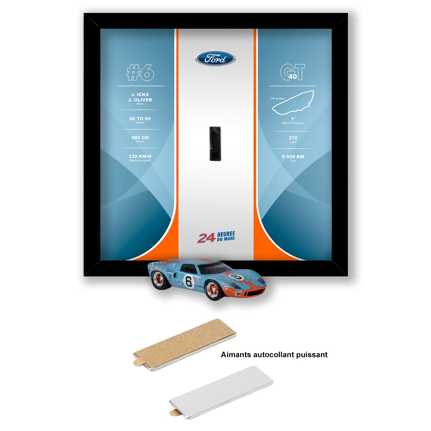 Ford GT40 des 24H du Mans - 20 x 20 cm