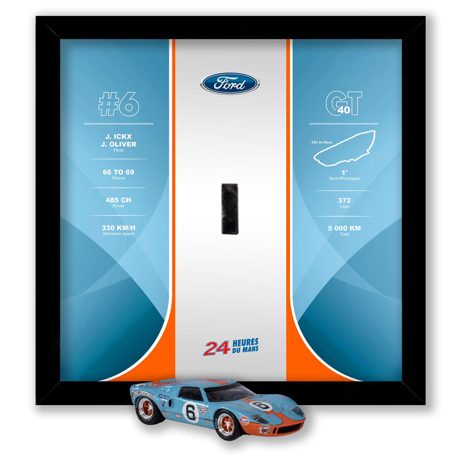 Ford GT40 des 24H du Mans - 20 x 20 cm