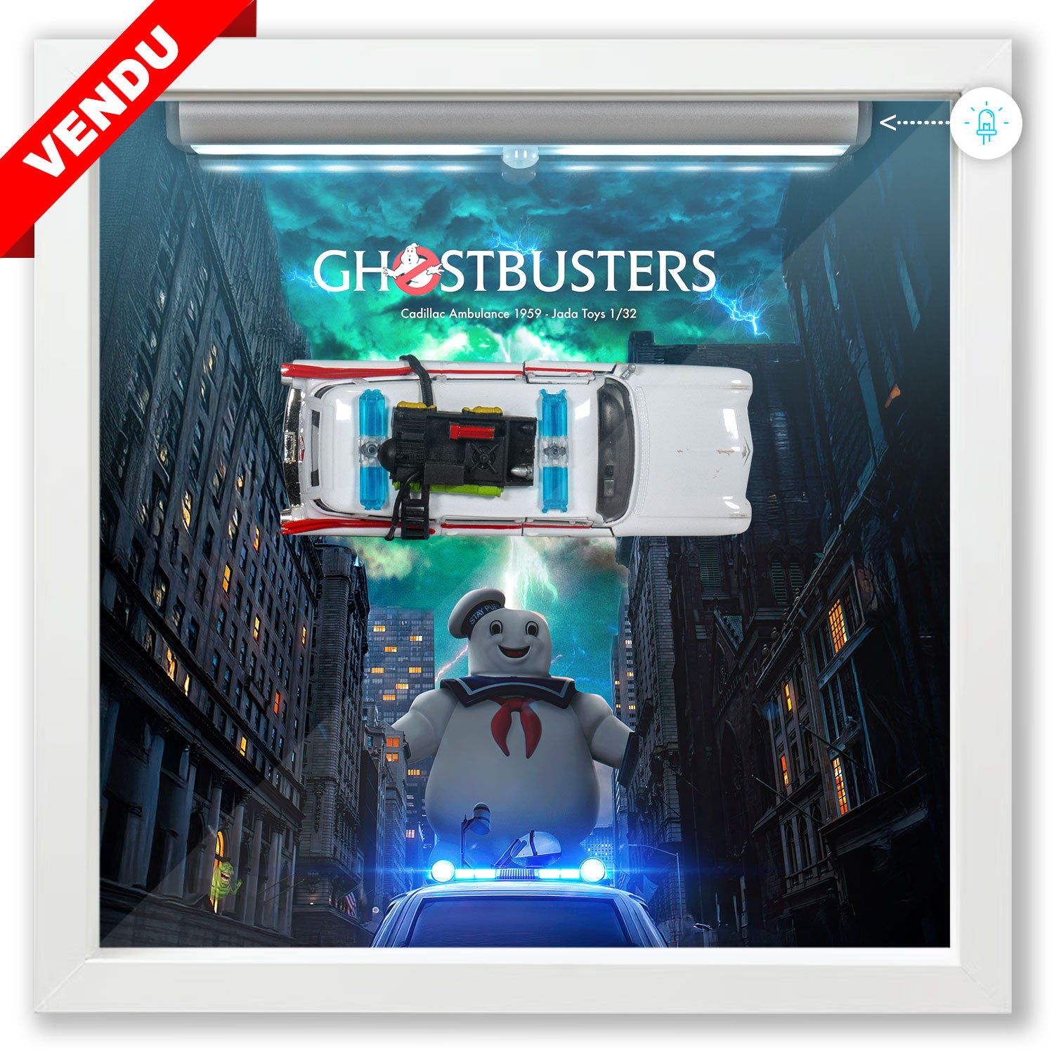 Ghostbusters 1984 - Cadillac Ecto 1 - Lumière LED - 27 x 27 cm