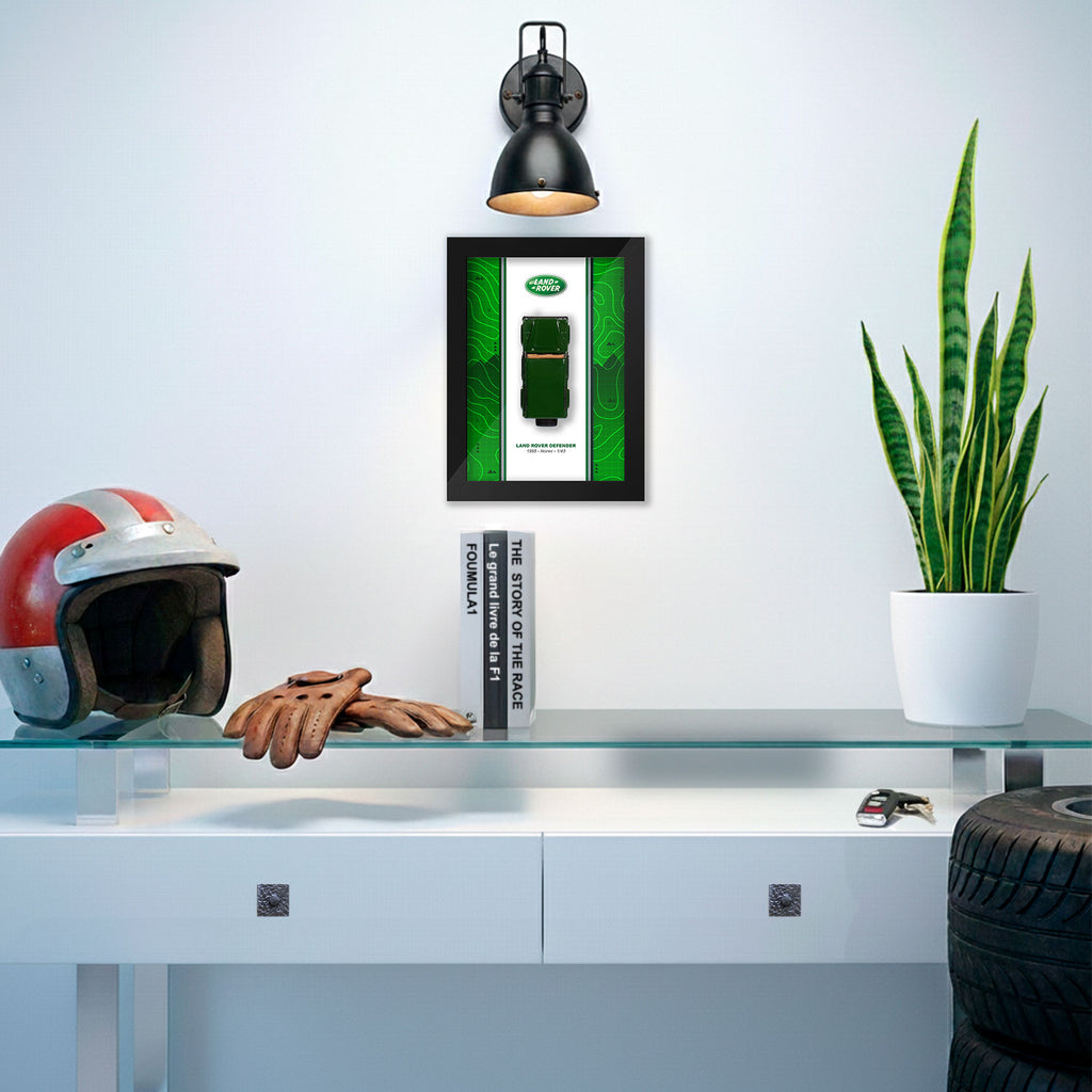 Le voiture Defender de Land Rover dans cadre 15 x 20 cm