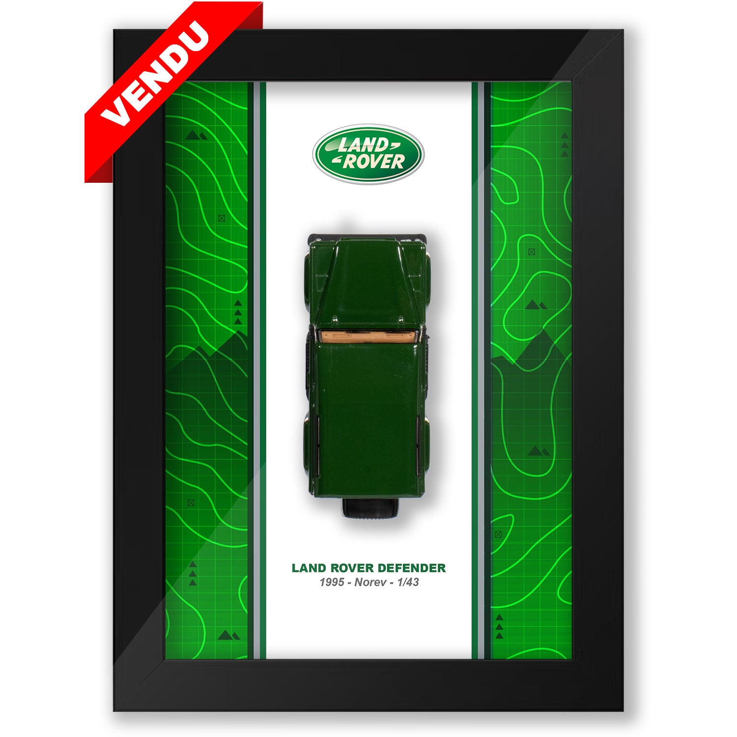 Le voiture Defender de Land Rover dans cadre 15 x 20 cm
