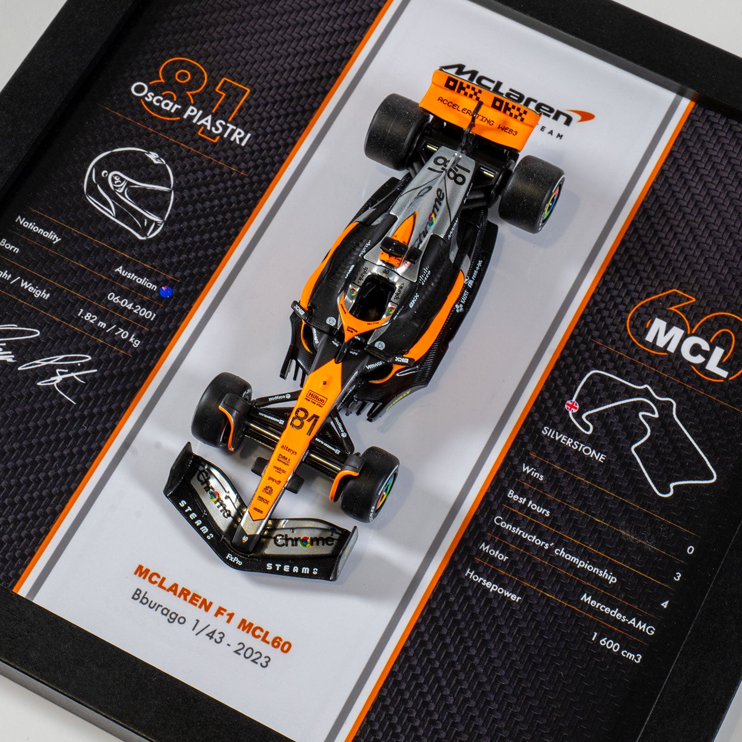 McLaren - Formule 1 MCL60 - Oscar Piastri - 20 x 20 cm