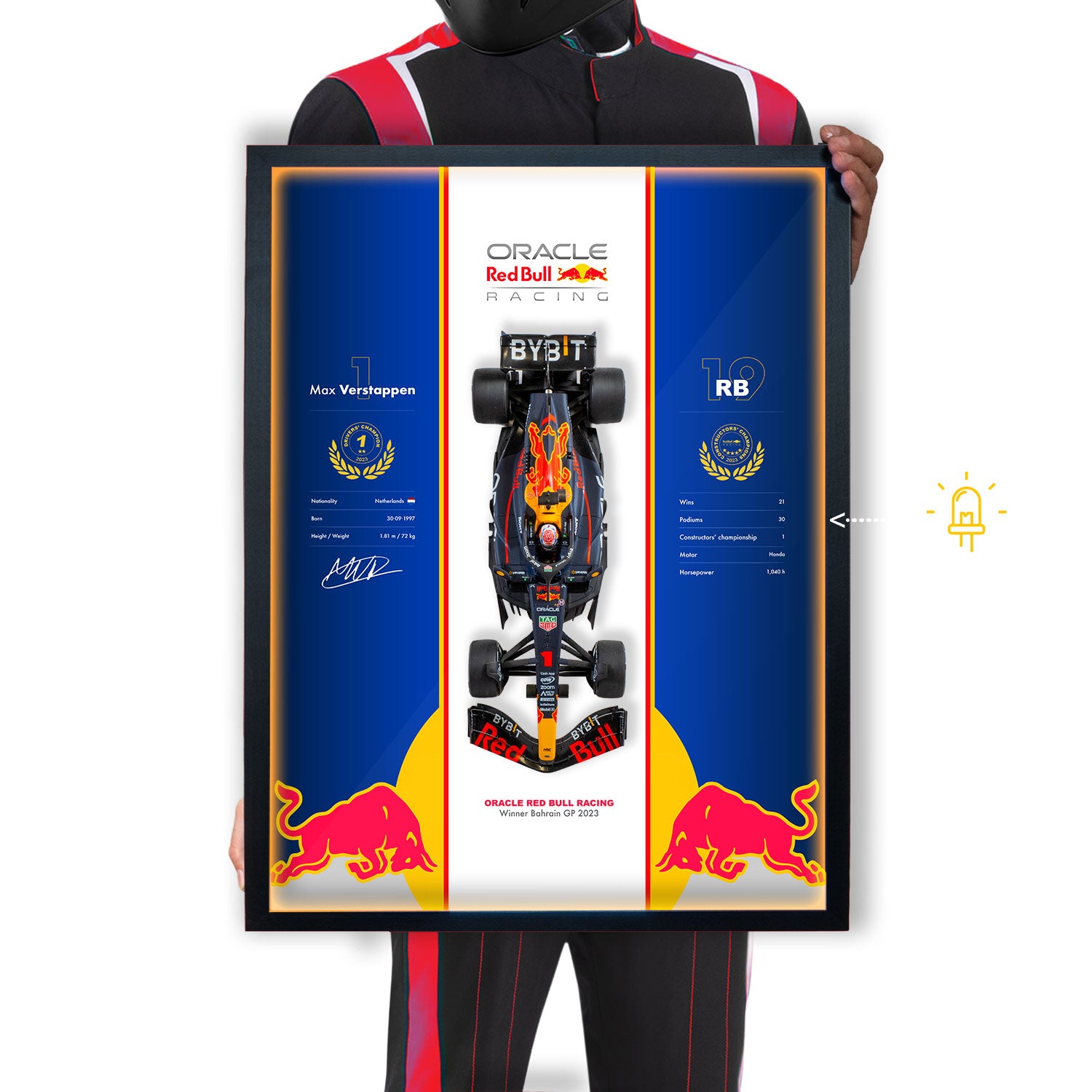Red Bull Racing - Formule 1 RB19 - Max Verstappen - 46 x 31 cm