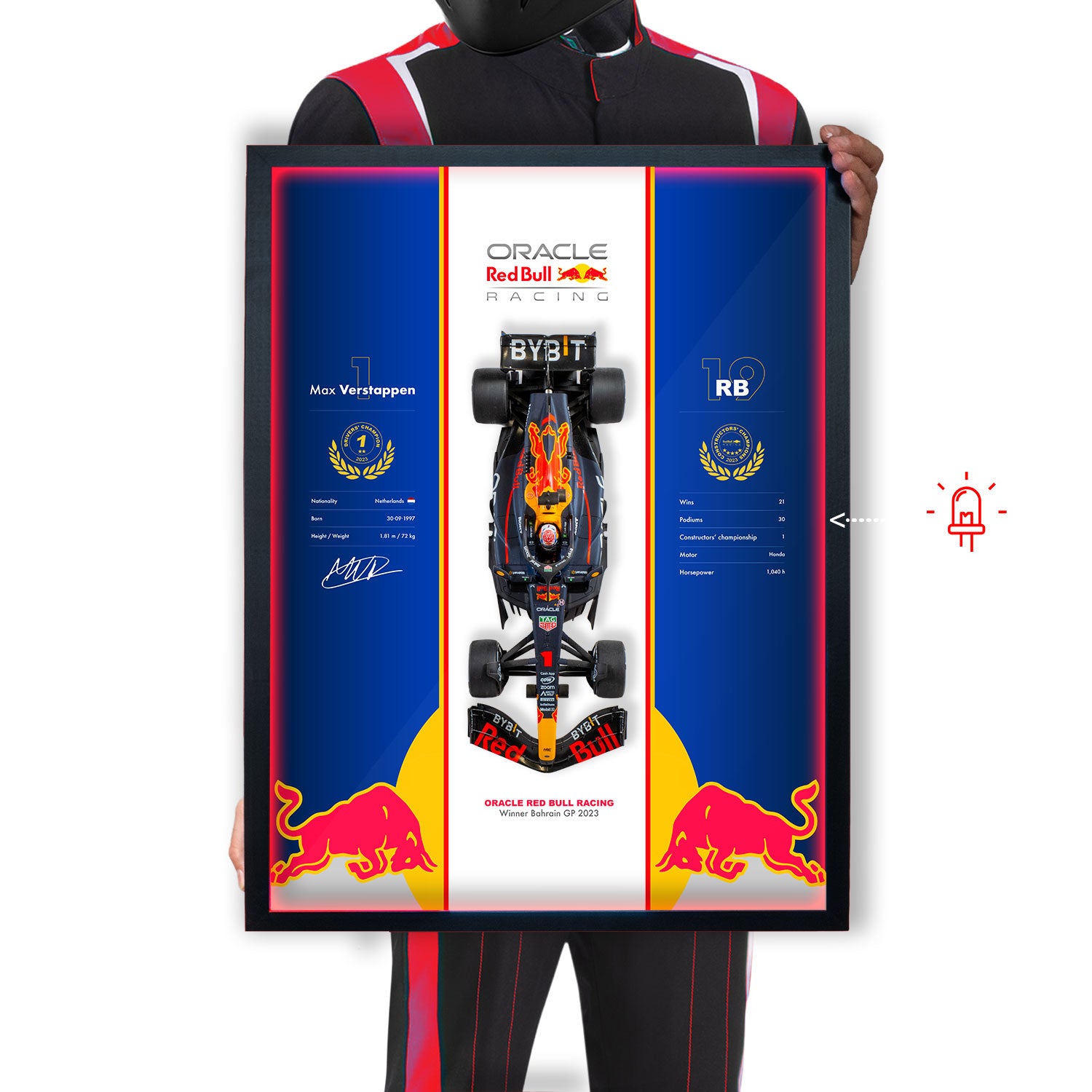 Red Bull Racing - Formule 1 RB19 - Max Verstappen - 46 x 31 cm