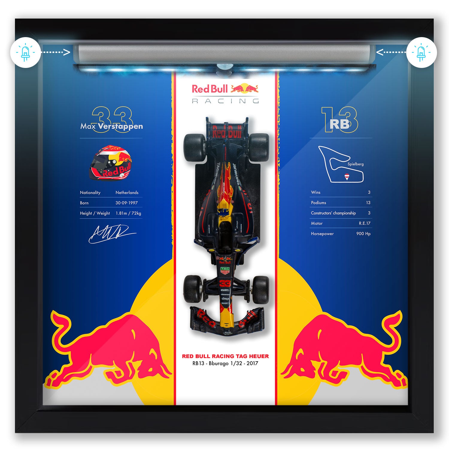 Red Bull Racing - Formule 1 RB13 - Max Verstappen - 27 x 27 cm